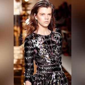 Cynthia Rowley Black Floral Midi Dress